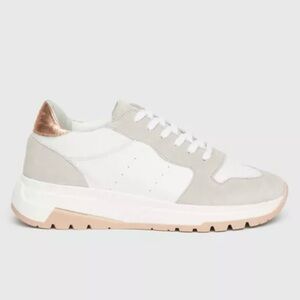 PAIGE Mila Runner Sneakers Grey Suede Leather Platform Trainer Size 8.5